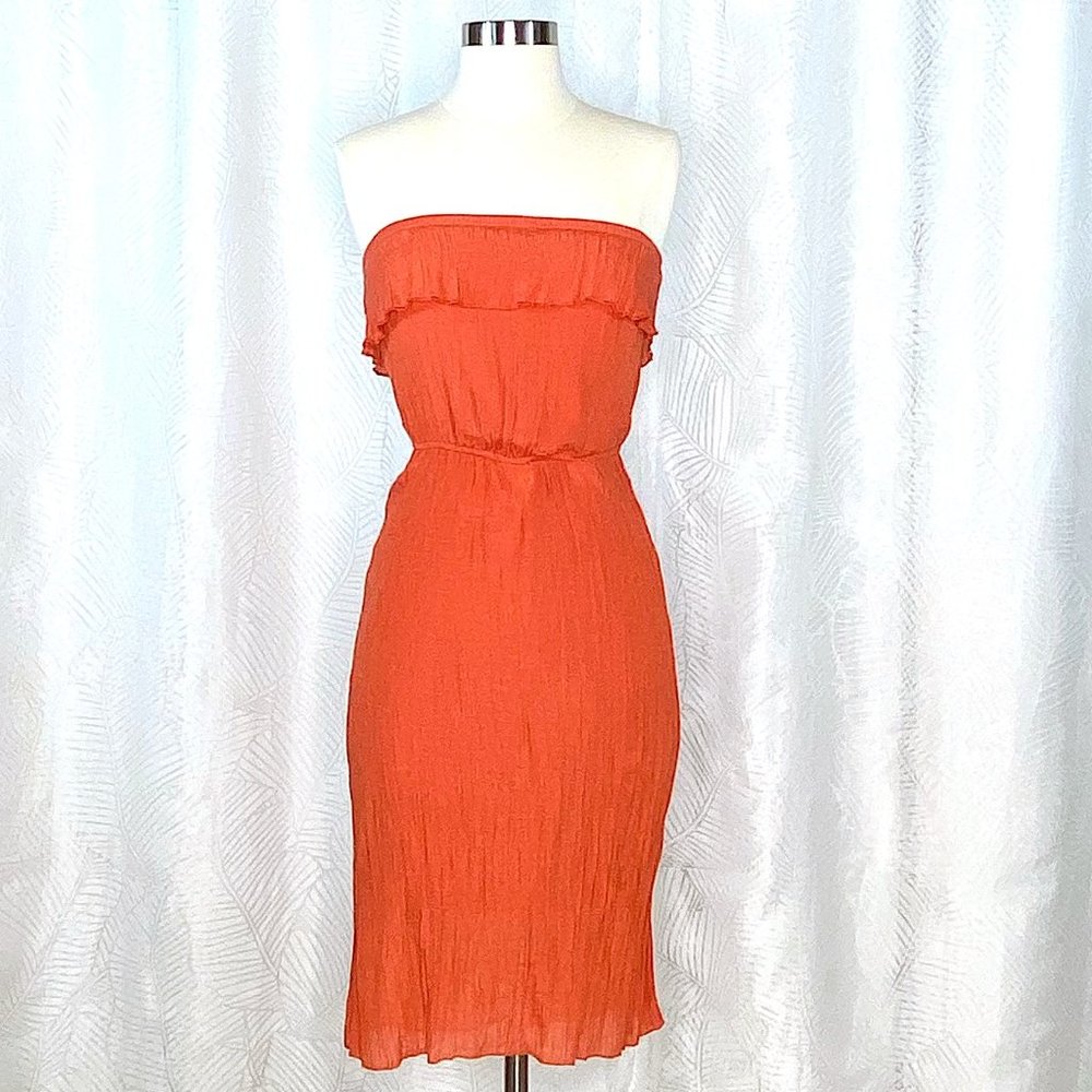 Orange/Coral Tube Midi Dress